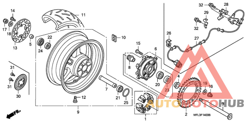 Rear wheel complete assy