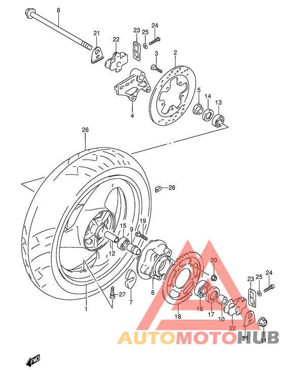 Rear wheel complete assy