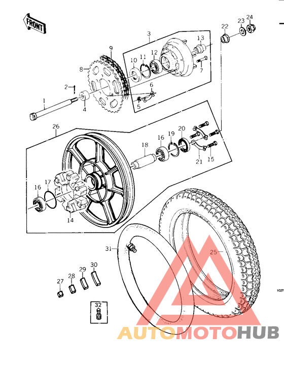 Rear wheel/tire/hub/chain