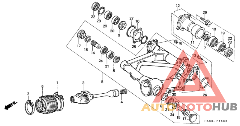 Rear fork/propeller shaft