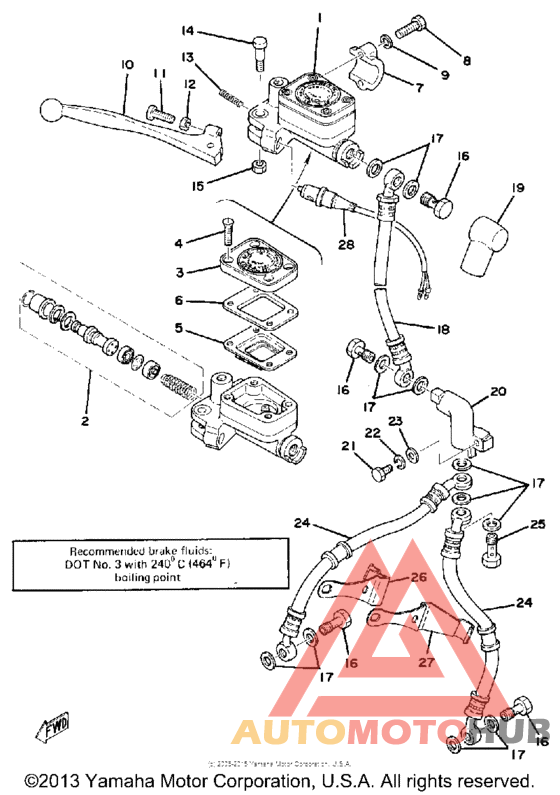 Front master cylinder - brake hose