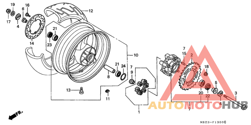 Rear wheel complete assy