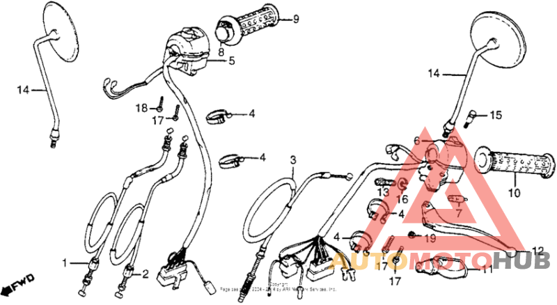 Cm40ot/chandle lever + cable + mirror + switch 79-81