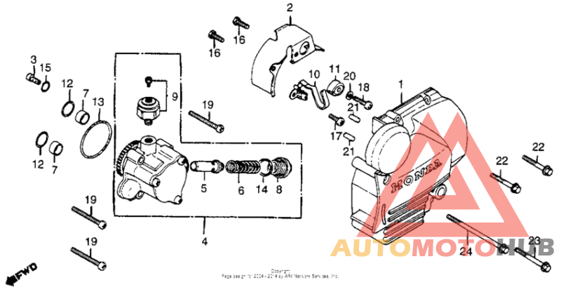 Left crankcase cover + oil pump