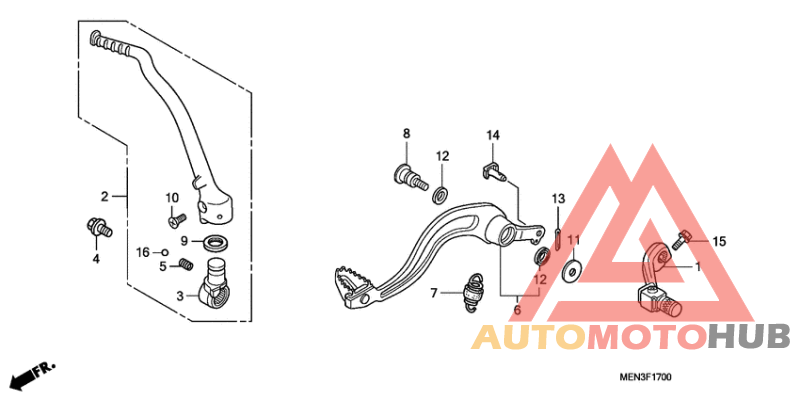 Pedal/kick starter arm