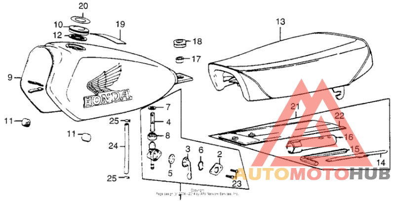 Fuel tank + seat + tool set