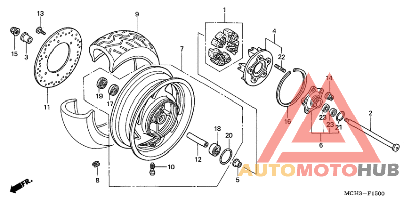 Rear wheel complete assy