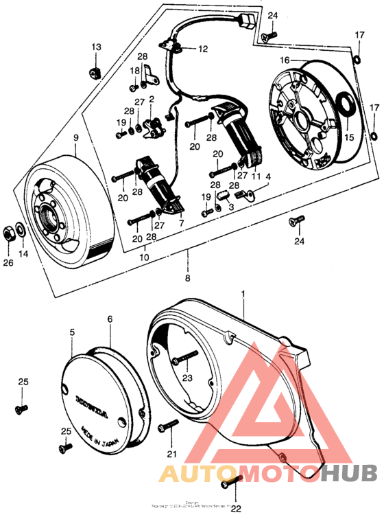 Left crankcase cover + alternator k1