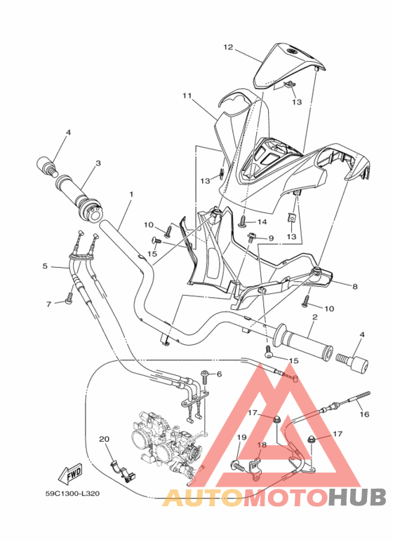 Рулевой рычаг и кабель
