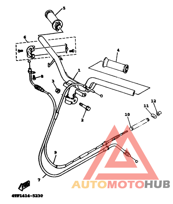 Steering handle, cable