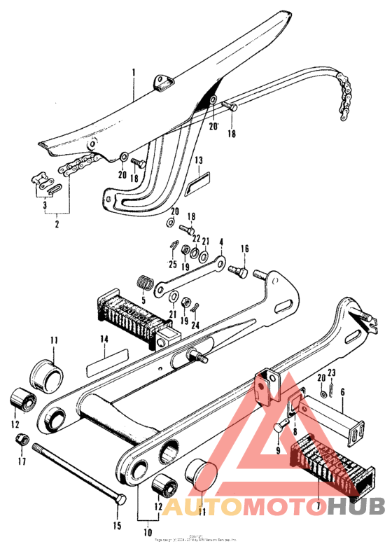 Swingarm + chain case + pillion step
