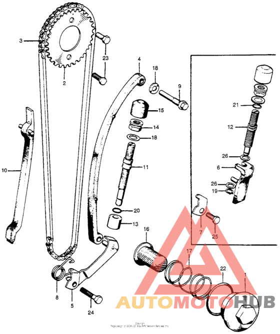 Cam chain tensioner + oil filter screen