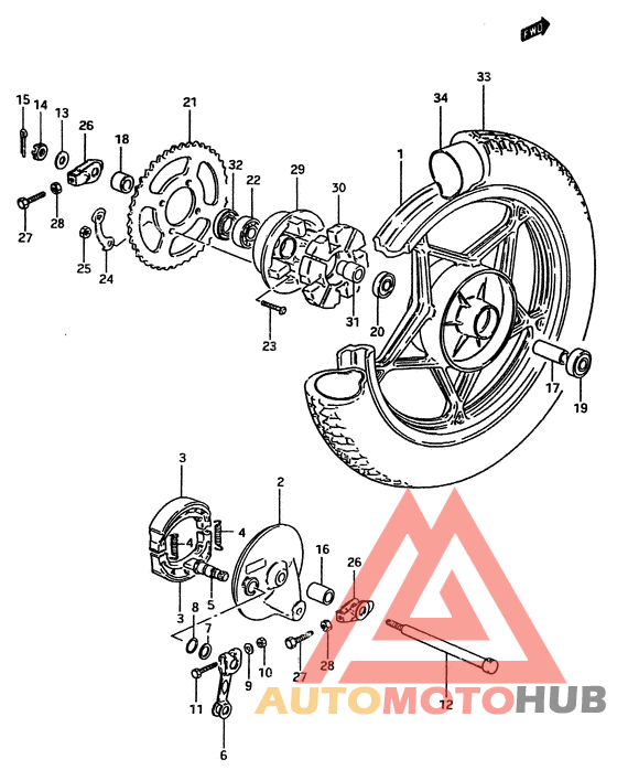Rear wheel complete assy