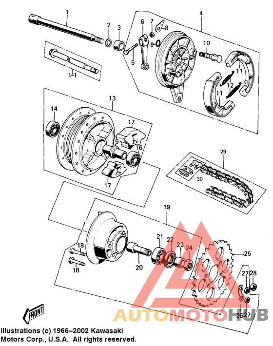 Rear hub/brake/chain