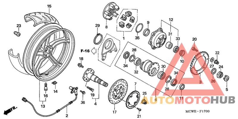 Rear wheel complete assy