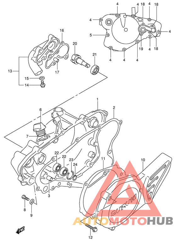 Crankcase cover- water pump