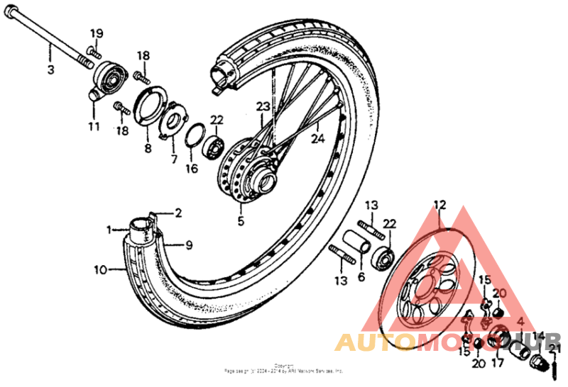Front wheel + front brake disk 76,78