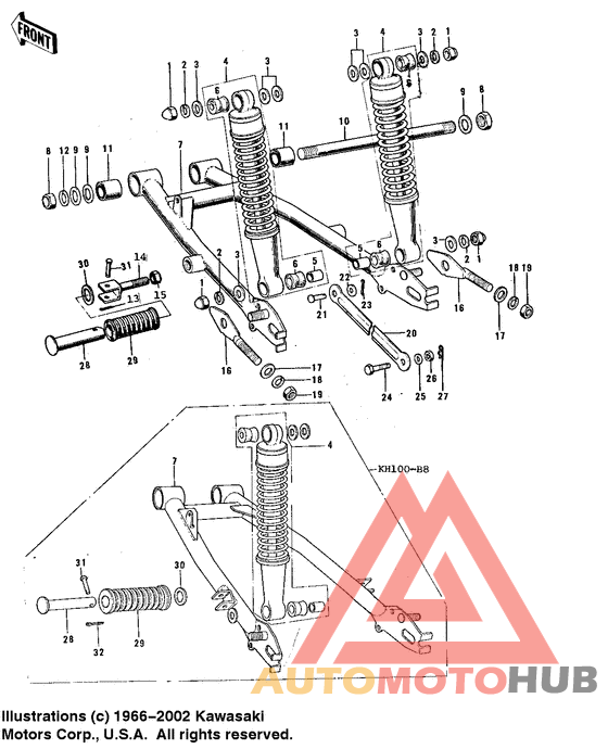 Swing arm/shock absorbers