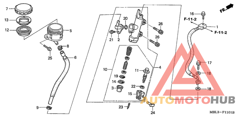 Rr. brake master cylinder