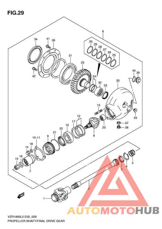 Propeller shaft/final drive gear