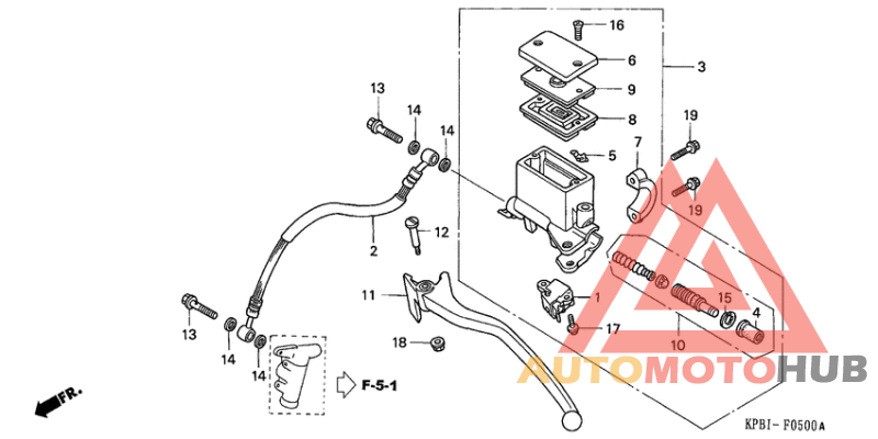 Rr. brake master cylinder