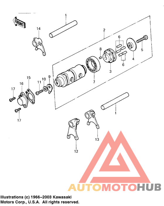 Gear change drum & forks