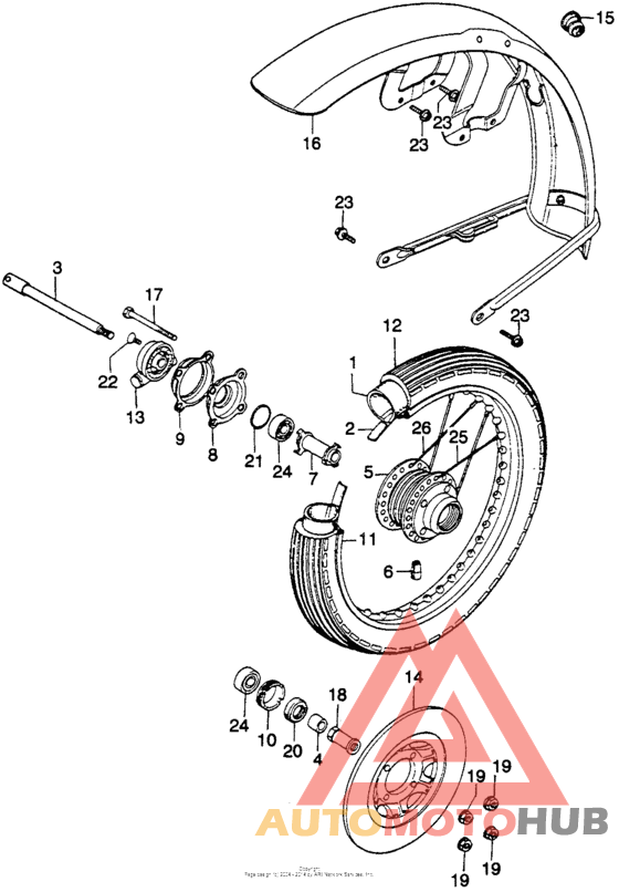 Cb360g front fender + front wheel + disc