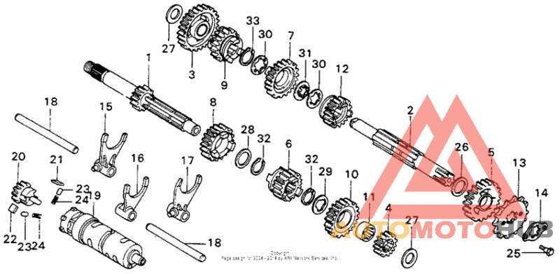 Transmission + shift fork