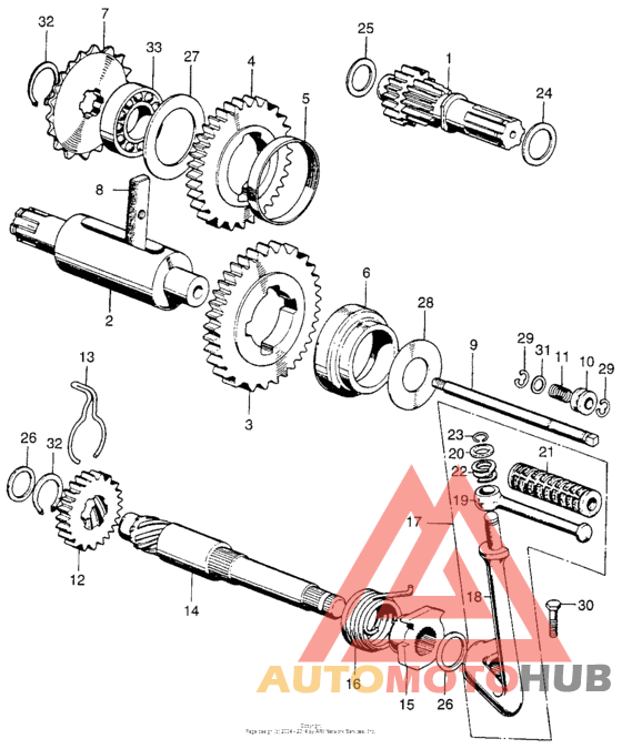 Transmission + kick starter arm