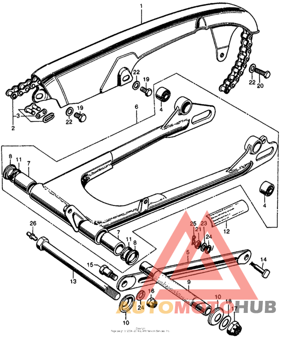 Chain case + swingarm