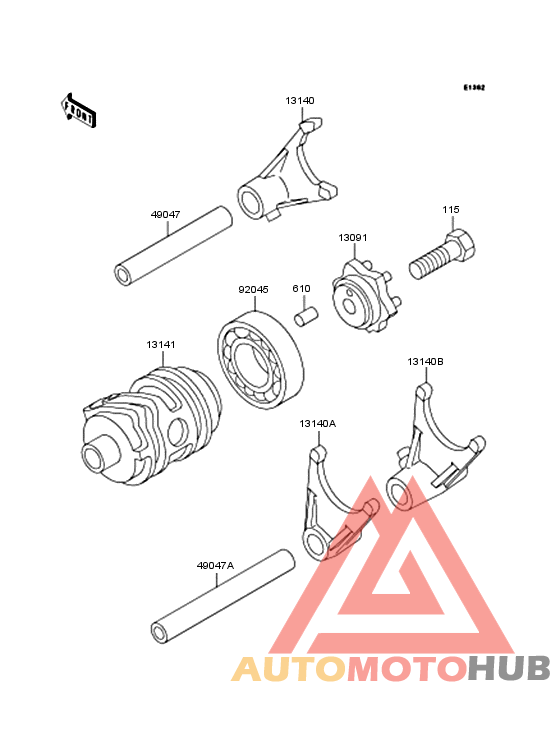 Gear change drum & forks