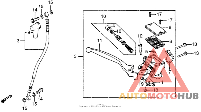 Fr. brake master cyl. + brake lever
