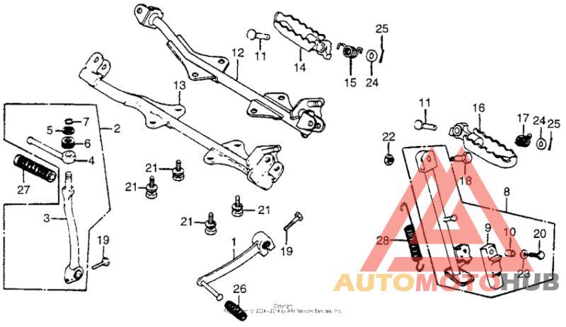 Gearshift pedal + footpegs + side stand