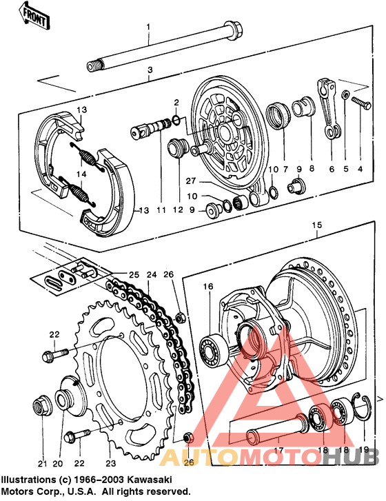 Rear hub/brake/chain