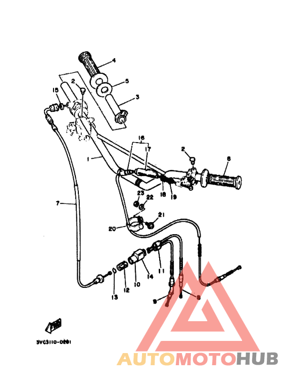 Рулевой рычаг и кабель