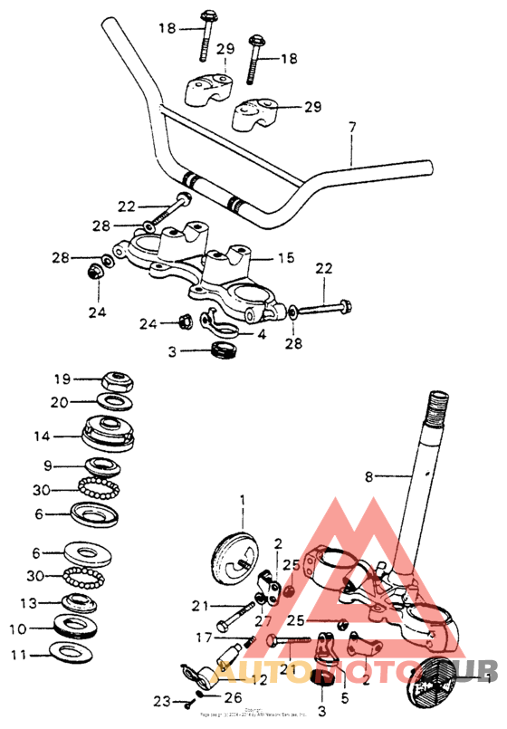 Handlebar + top bridge + steering stem