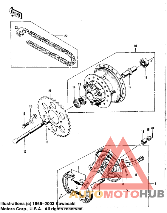 Rear hub/brake/chain