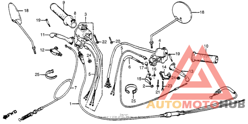 Handle lever + switch + cable 81