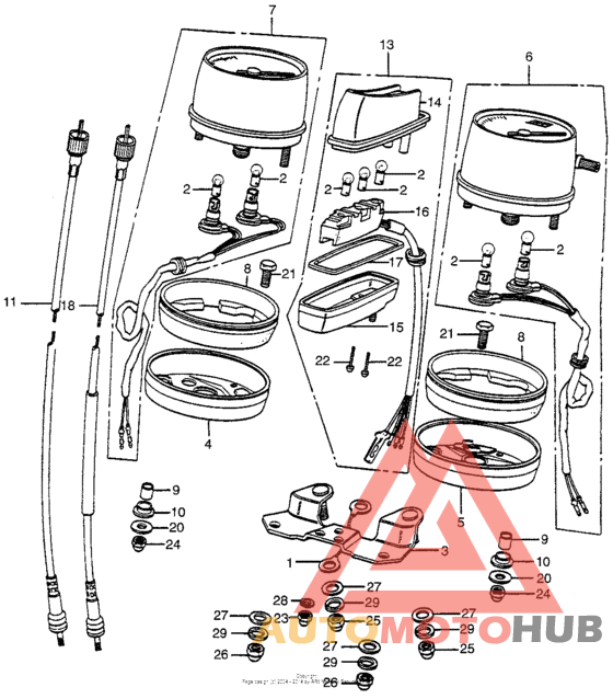 Headlight + speedometer + tachometer