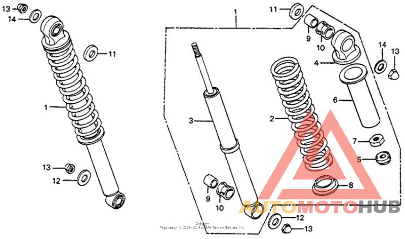 Rear shock absorber 76,78