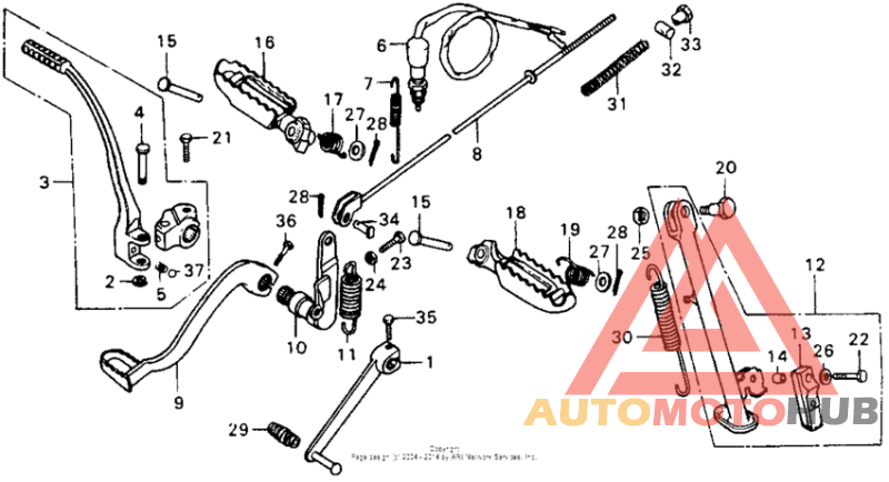 Change & brake pedals + step