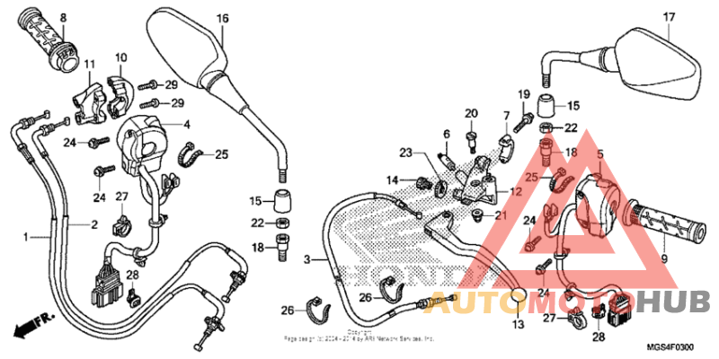 Handle lever + switch + cable (nc700x/xa)