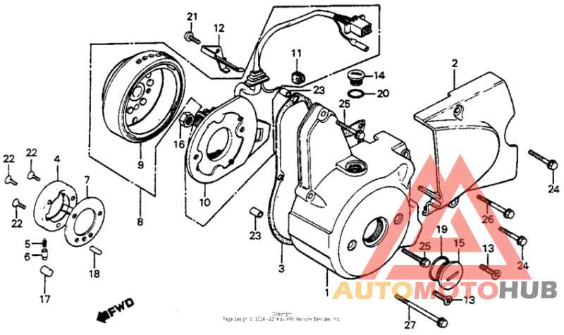 Left crankcase cover + alternator