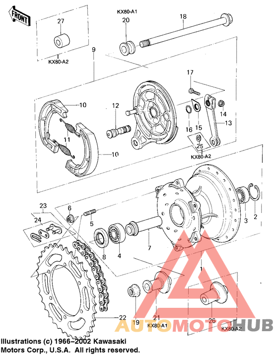 Rear hub/brake/chain