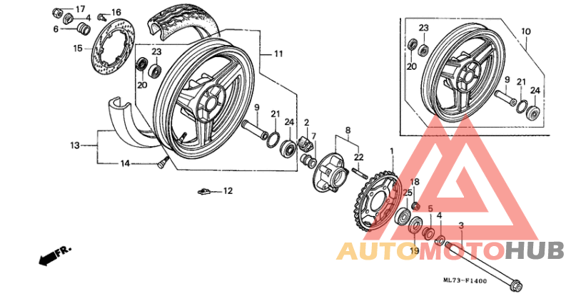 Rear wheel complete assy