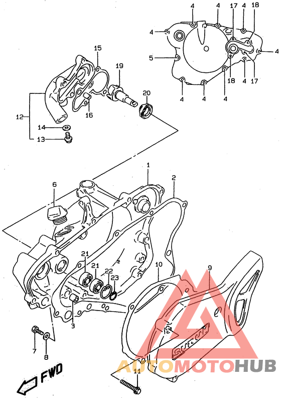 Crankcase cover - water pump