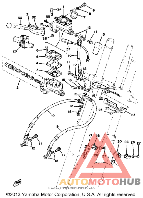 Front master cylinder-brake hose
