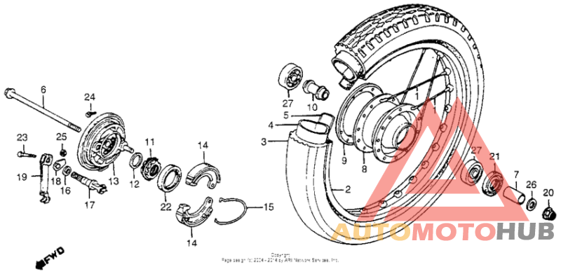 Front wheel + front brake panel
