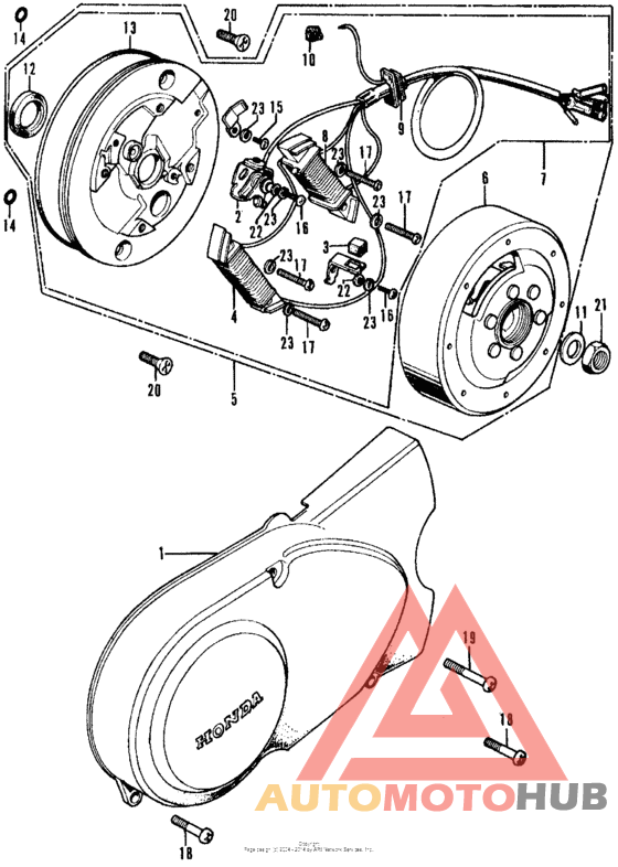 Left crankcase cover + alternator