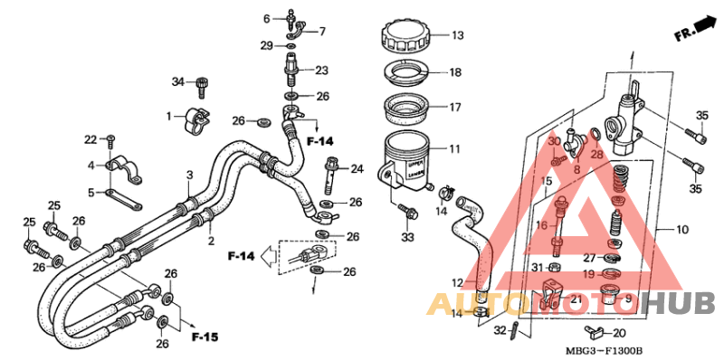 Rr. brake master cylinder
